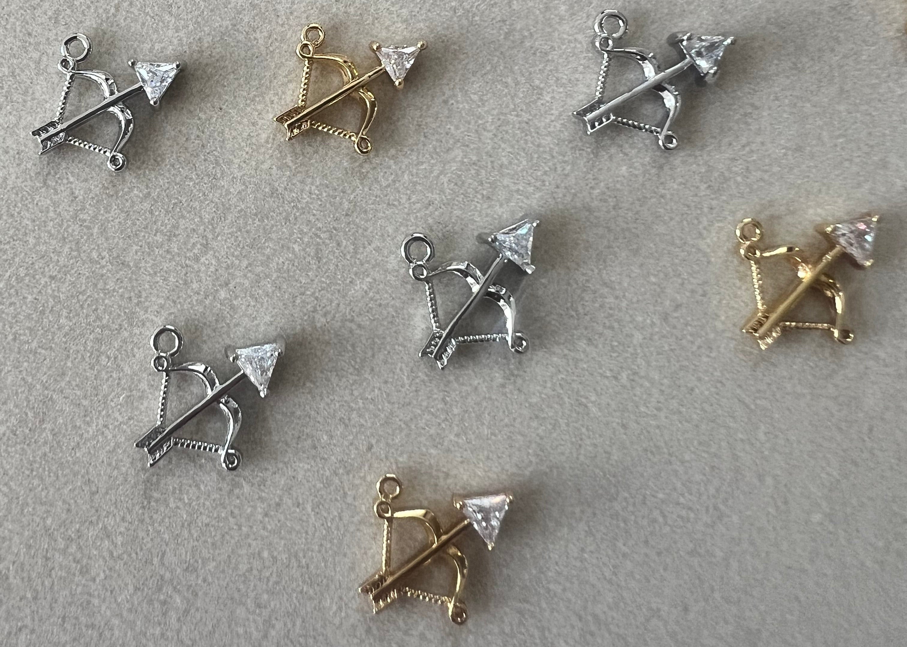 Cupid Heart Arrow Charm Crystal Pendant